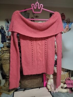 Vintage Hollister's Snow Bunny Pink Knit Wool Sweater